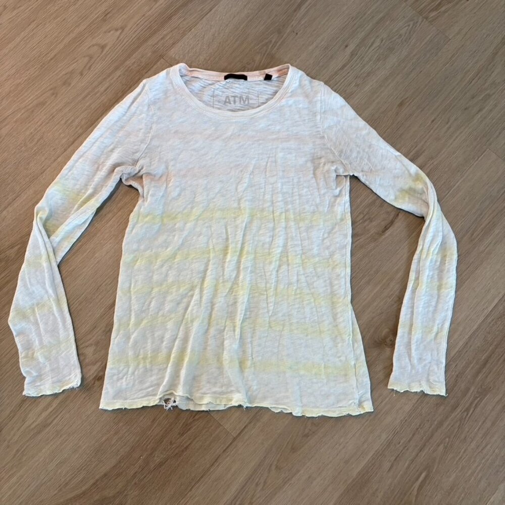 ** ATM White slub cotton tie dye t-shirt long sleeve XS